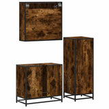 ZNTS 3 Piece Bathroom Furniture Set Smoked Oak Engineered Wood 3301057