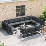 Garden Sofa Set with Cushion 13 pcs Black Aluminium 3378926