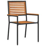 Garden Dining Set 7 pcs Black Solid Acacia Wood 3365463