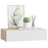 Wall-mounted Drawer Shelf Oak and White 40x23.5x10cm MDF 330249