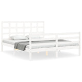 Bed Frame without Mattress White King Size Solid Wood 3193992