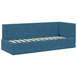 Corner Bed Frame with Headboard Blue 80 x 200 cm Velvet 42016286