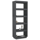 Book Cabinet/Room Divider Grey 60x35x167 cm Solid Pinewood 810876