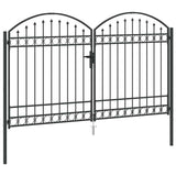 Fence Gate with Lock Assen Grey 301 x 224.5 cm Steel 42008936