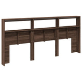 Headboard Cabinet with LED Brown Oak 220x17x102 cm 839230