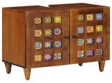 Bathroom Furniture Set with Shelf 5 pcs Walnut Solid Mango Wood 3310093