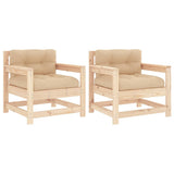 Garden Chairs with Cushions 2 pcs Solid Wood Pine 825562