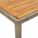 Garden Table with Acacia Wood Top Grey 90x90x75 cm Poly Rattan 365530