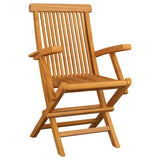 Outdoor Dining Set Natural Teak 5 Piece Folding Round 3059980