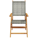 Garden Dining Set Grey Solid acacia wood, PE rattan Large 3281731