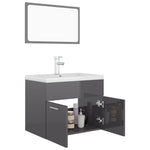 ZNTS Bathroom Furniture Set High Gloss Grey Engineered Wood 3071323