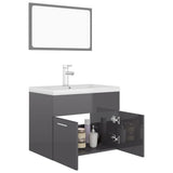 ZNTS Bathroom Furniture Set High Gloss Grey Engineered Wood 3071323