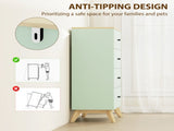 4 Drawer Storage Cabinet, Chest of Drawers for Bedroom Living Room, Light Green and Oak T3398P554115