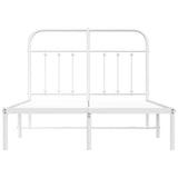Bed Frame White Powder-Coated Steel Double Bed Frame 352625