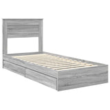 Storage Bed with Drawer Grey Sonoma 90 x 190 cm Engineered Wood 3409942