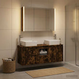 Bathroom Cabinet Set 4 pcs Smoked Oak Engineered Wood 3406387