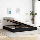 Storage Bed with Mattress Black 200 x 200 cm Fabric 3370036