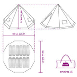 Tipi Tent with Roof Grey and Orange 560 x 560 x 300 cm Taffeta 42000983
