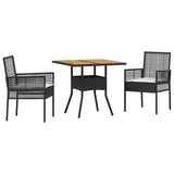 Garden Dining Set 3 pcs Black Poly rattan 3334935