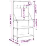 Baker's Rack with Hooks 4-Tier Black Engineered Wood 838958