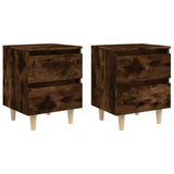 Bed Cabinets with Solid Wood Legs 2 pcs Smoked Oak 40x35x50 cm 813123
