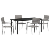 Garden Dining Set with Cushion 5 pcs Grey Poly Rattan 3380046