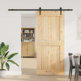 Sliding Door with Hardware Set 100x210 cm Solid Wood Pine 3332747