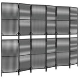Room Divider 6 Panels Black Poly Rattan 365400