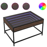 ZNTS Coffee Table with Infinity LED Brown Oak 70x50x41 cm 847686