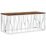 Coffee Table Stainless Steel and Solid Wood Reclaimed 350053