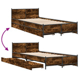 Bed Frame with Drawers without Mattress Smoked Oak 75x190 cm Small Single 3279974