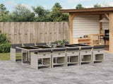 11 Piece Garden Dining Set with Cushions Light Grey Poly Rattan 3211115