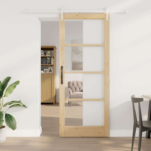 Sliding Door Manual Brown 86 x 211 cm Wood and metal 3332369
