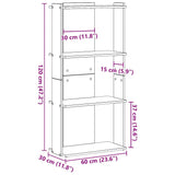 Bookcase 3-Tier White 60x30x120 cm Engineered Wood 860265
