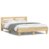 Bed Frame with LED without Mattress Sonoma Oak 140x190 cm 3207562