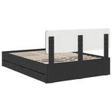 Bed Frame with Drawer Black 160 x 200 cm Engineered Wood 3412165