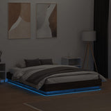 Bed Frame with LED without Mattress Brown Oak 135x190 cm Double 3209820