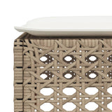Garden Stool with Cushion Beige 63.5x56x32 cm Poly Rattan 365934