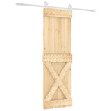 Sliding Door Natural and White 70 x 210 cm Solid Pine Wood 3445188