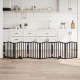 Dog Gate with Door Foldable 6 Panels Black 300 cm Poplar Wood 352221