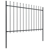 Garden Fence with Spear Top Steel 1603.5x120 cm Black 277628