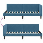 Corner Bed Frame Blue 100 x 200 cm Velvet and Engineered wood 42016235