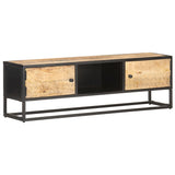 TV Cabinet with Carved Door 130x30x40 cm Rough Mango Wood 320943