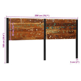 Headboard 200 cm Solid Wood Reclaimed and Iron 4017559