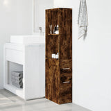 Narrow Bathroom Cupboard with Wheels Smoked Oak Engineered Wood 855299