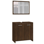ZNTS 3 Piece Bathroom Furniture Set Brown Oak Engineered Wood 3154408