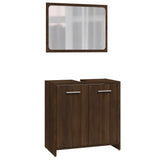 ZNTS 3 Piece Bathroom Furniture Set Brown Oak Engineered Wood 3154408