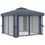 Gazebo with Curtain&LED String Lights 3x3 m Anthracite 3070347