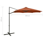 ZNTS Cantilever Garden Parasol with Pole and LED Lights Terracotta 300 cm 312343