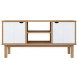 TV Cabinet OTTA Brown and White 113.5x43x57cm Solid Wood Pine 348596
